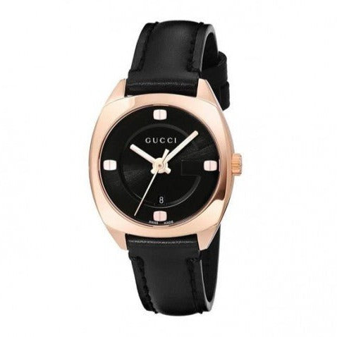 Gucci GG2570 Quartz Black Dial Black Leather Strap Watch For Women - YA142509 Buy Now By Gucci