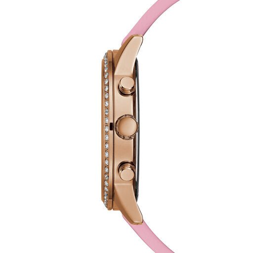 Guess Solar Rose Gold Dial Pink Rubber Strap Watch For Women - W1135L2 Buy Now By Guess