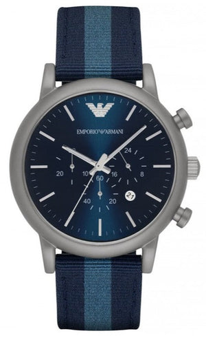Emporio Armani Luigi Chronograph Quartz Blue Dial Blue Nylon Strap Watch For Men - AR1949 Buy Now By Emporio Armani