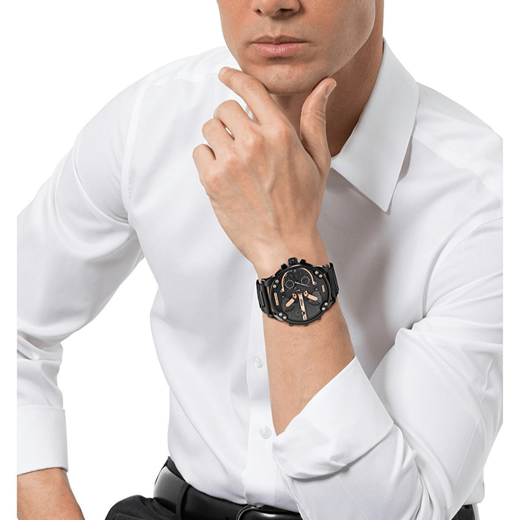 Diesel Big Daddy Chronograph Black Dial Black Steel Strap Watch For Men - DZ7312 Buy Now By Diesel