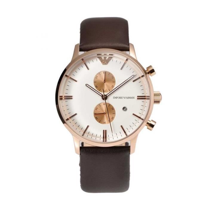 Emporio Armani Gianni Classic Chronograph White Dial Brown Leather Strap Watch For Men - AR0398 Buy Now By Emporio Armani