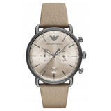 Emporio Armani Aviator Chronograph Quartz Grey Dial Beige Leather Strap Watch For Men - AR11107 Buy Now By Emporio Armani