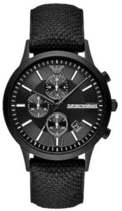 Emporio Armani Renato Chronograph Black Dial Black Nylon Strap Watch For Men - AR11457 Buy Now By Emporio Armani