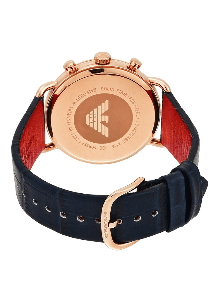 Emporio Armani Aviator Silver Dial Blue Leather Strap Watch For Men - AR11123 Buy Now By Emporio Armani