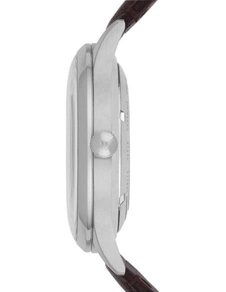 Emporio Armani Meccanico White Dial Brown Leather Strap Watch For Men - AR1946 Buy Now By Emporio Armani