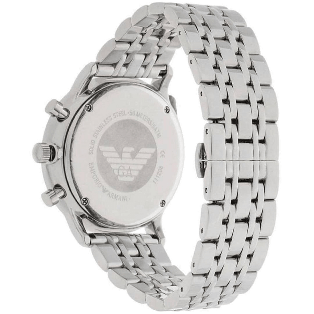 Emporio Armani Tazio Chronograph Black Dial Silver Steel Strap Watch For Men - AR5988 Buy Now By Emporio Armani