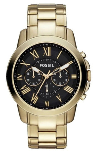 Fossil Grant Chronograph Black Dial Gold Steel Strap Watch for Men - FS4815 Buy Now By Fossil