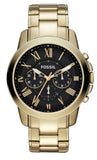 Fossil Grant Chronograph Black Dial Gold Steel Strap Watch for Men - FS4815 Buy Now By Fossil
