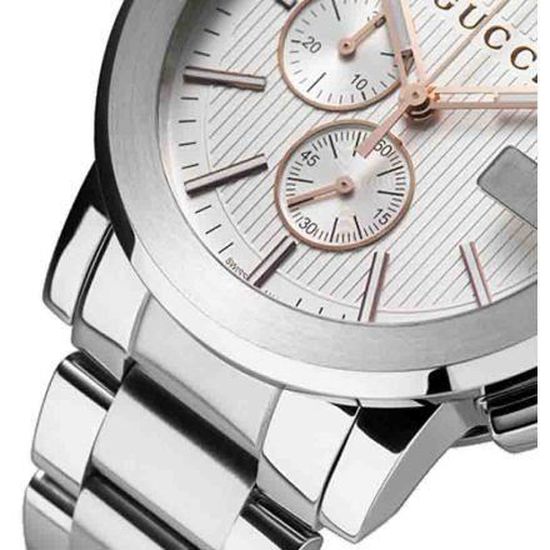 Gucci G Chrono Chronograph Silver Dial Silver Steel Strap Watch For Men - YA101201 Buy Now By Gucci