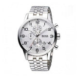 Hugo Boss Aeroliner Chronograph Quartz White Dial Silver Steel Strap Watch For Men - HB1512445 Buy Now By Hugo Boss