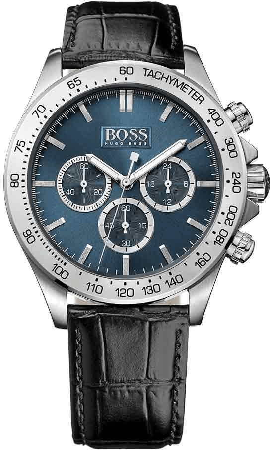 Hugo Boss Ikon Blue Dial Black Leather Strap Watch for Men - 1513176 Buy Now By Hugo Boss