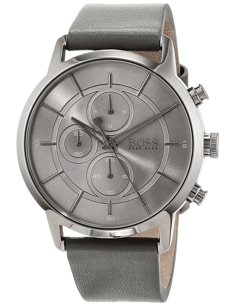 Hugo Boss Architectural Grey Dial Grey Leather Strap Watch for Men - 1513570 Buy Now By Hugo Boss