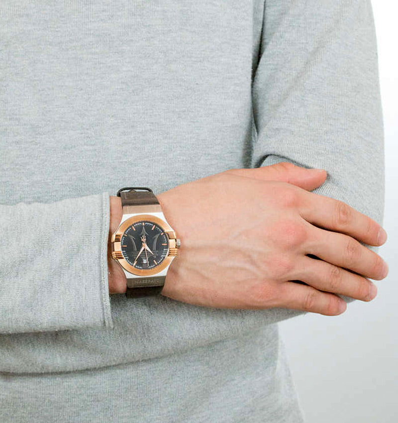Maserati Potenza Black Dial Brown Leather Strap Watch For Men - R8851108014 Buy Now By Maserati