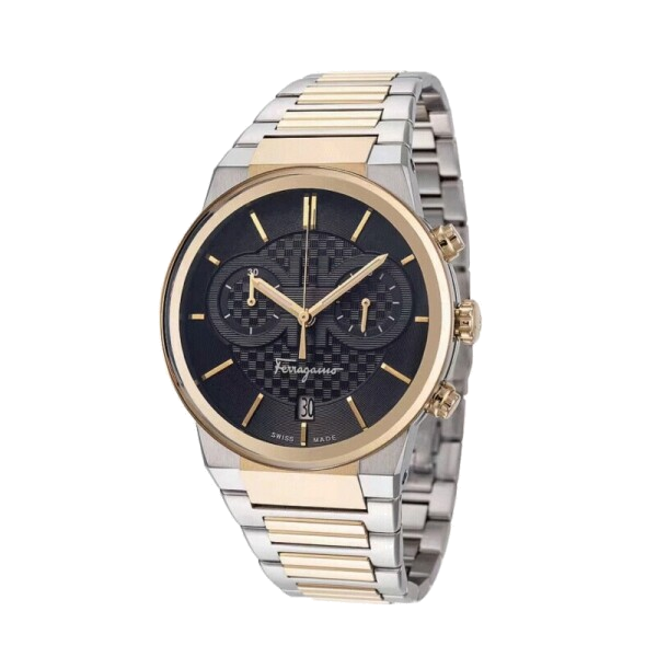 Salvatore Ferragamo F-80 Classic Black Dial Two Tone Steel Strap Watch for Men - SFME00921 Buy Now By Salvatore Ferragamo