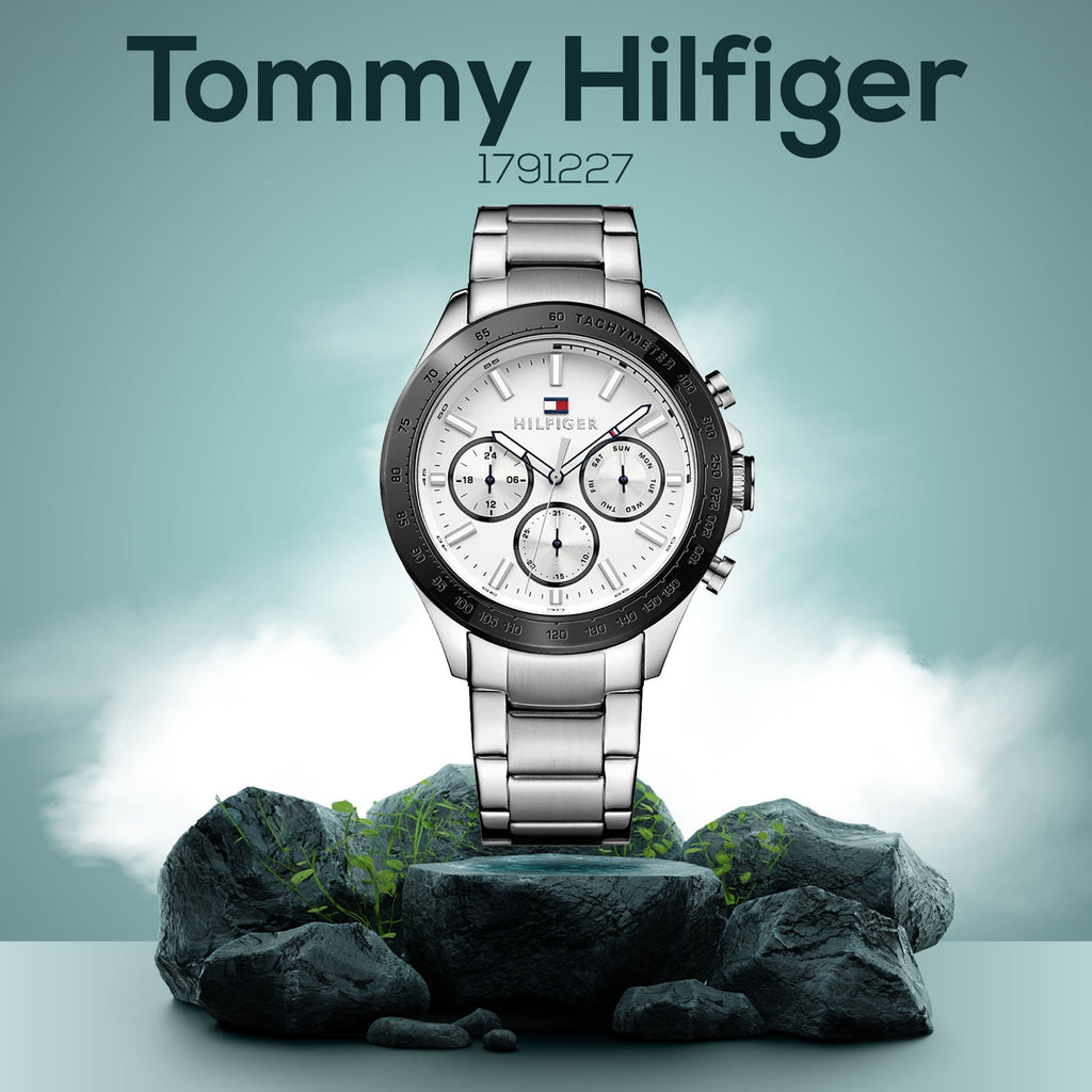 Tommy Hilfiger Hudson Chronograph White Dial Silver Steel Strap Watch For Men - 1791227 Buy Now By Tommy Hilfiger