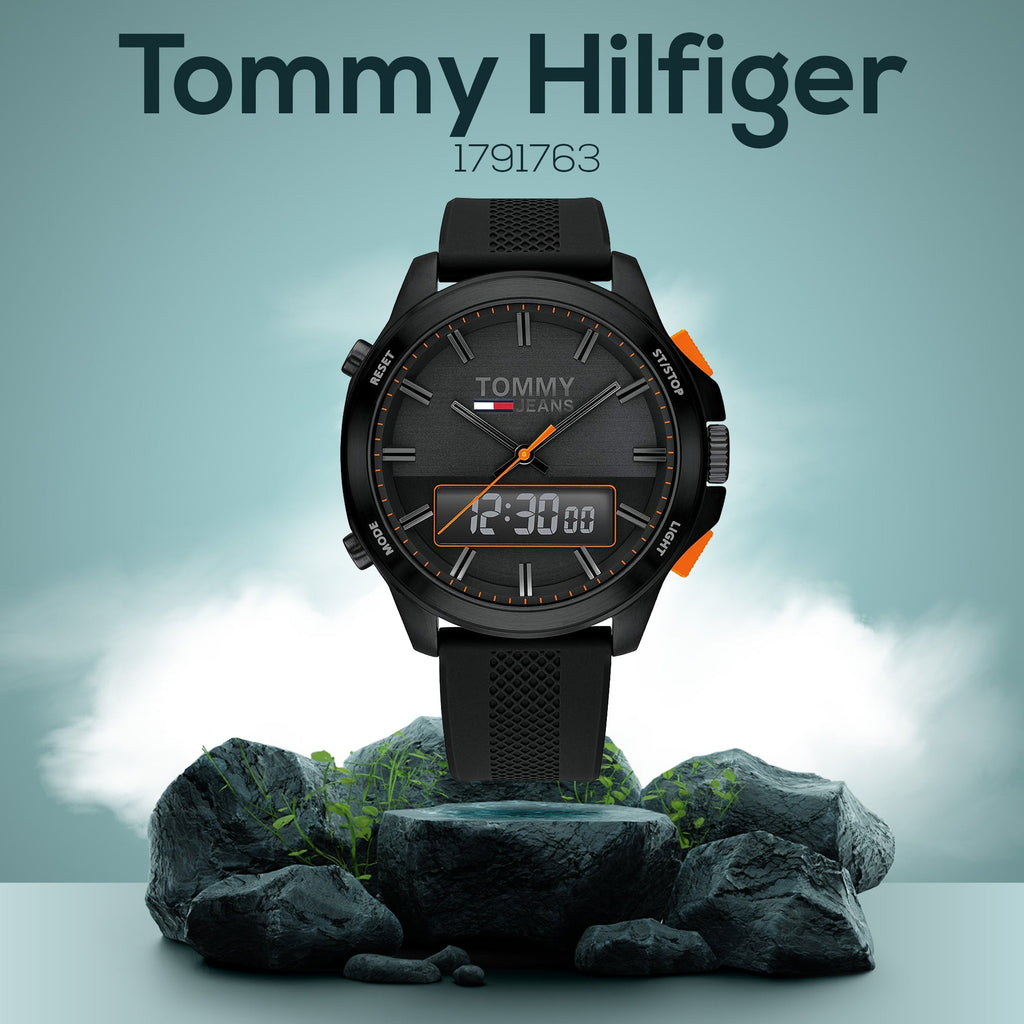 Tommy Hilfiger Jeans Analog Black Dial Black Silicone Strap Watch For Men - 1791763 Buy Now By Tommy Hilfiger