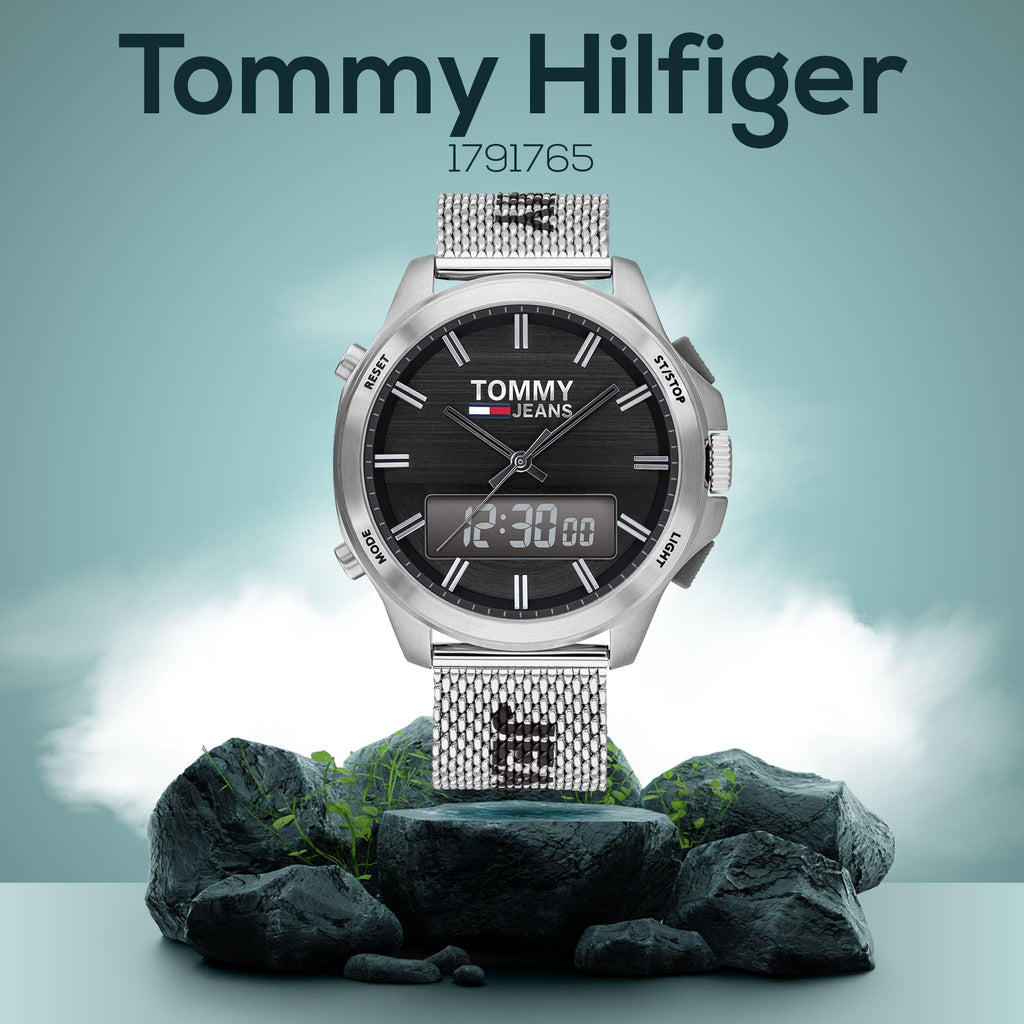 Tommy Hilfiger Digital Black Dial Silver Mesh Bracelet Watch For Men - 1791765 Buy Now By Tommy Hilfiger