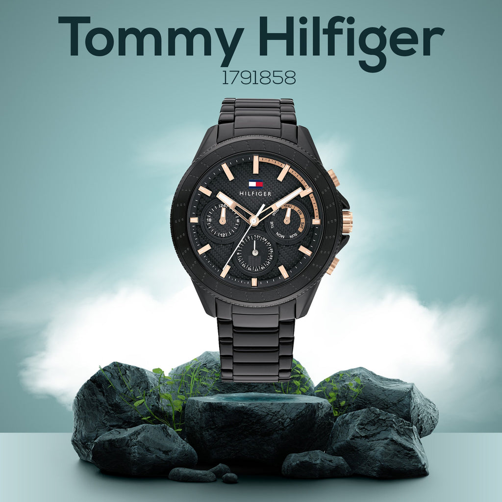 Tommy Hilfiger Aiden Chronograph Black Dial Black Steel Strap Watch For Men - 1791858 Buy Now By Tommy Hilfiger