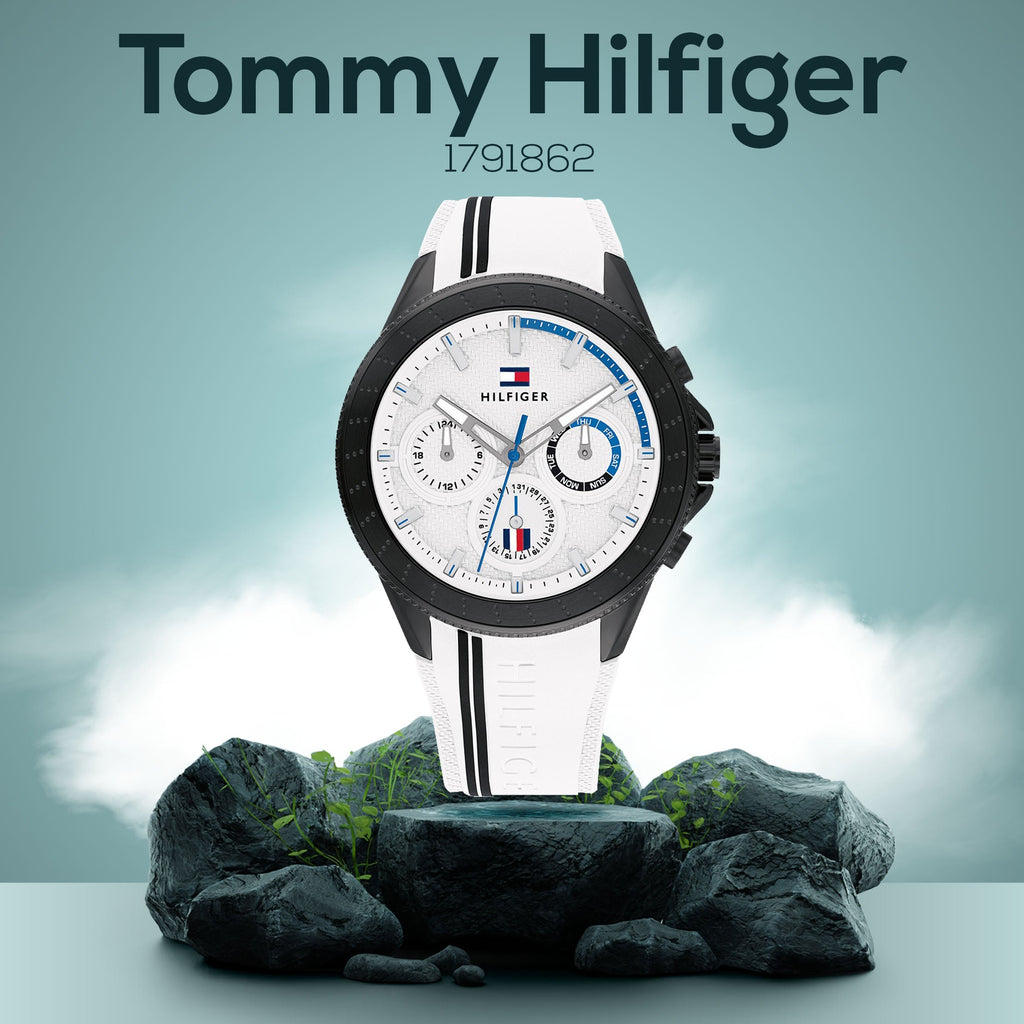 Tommy Hilfiger Aiden Chronograph White Dial White Rubber Strap Watch For Men - 1791862 Buy Now By Tommy Hilfiger