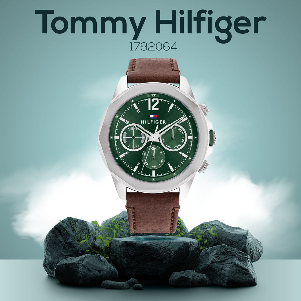 Tommy Hilfiger Lars Chronograph Green Dial Brown Leather Strap Watch For Men - 1792064 Buy Now By Tommy Hilfiger