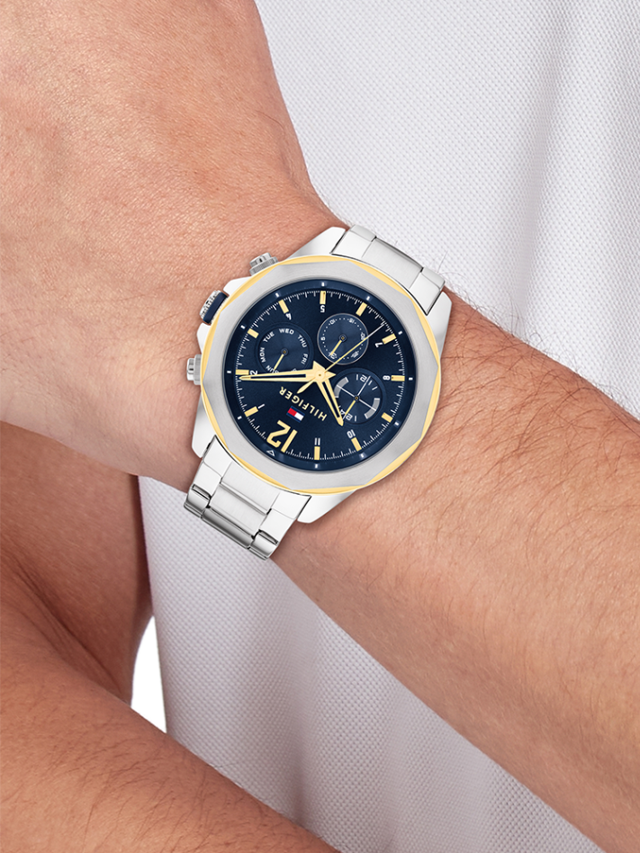 Tommy Hilfiger Lars Chronograph Blue Dial Silver Steel Strap Watch For Men - 1792059 Buy Now By Tommy Hilfiger