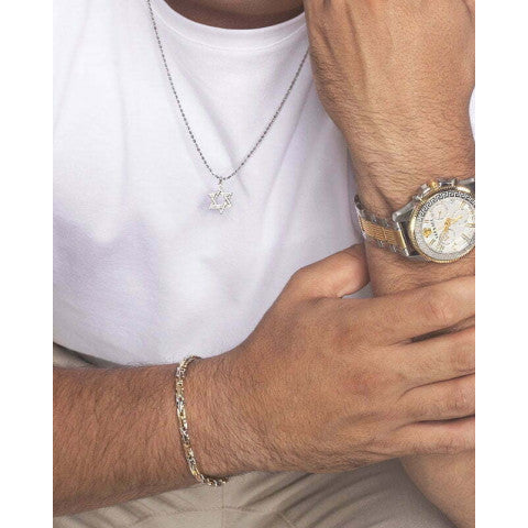 Versace Greca Action Chronograph Quartz Silver Dial Two Tone Steel Strap Watch for Men - VE3J00522 Buy Now By Versace