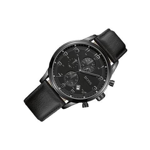 Hugo Boss Blackout Chronograph Black Dial Black Leather Strap Watch For Men - HB1512567 Buy Now By Hugo Boss