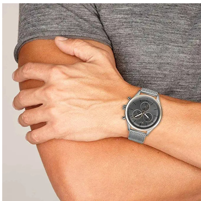 Hugo Boss Companion Chronograph Grey Dial Silver Mesh Bracelet Watch For Men - 1513549 Buy Now By Hugo Boss