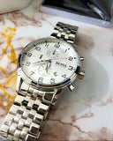 Hugo Boss Aeroliner Chronograph White Dial Silver Steel Strap Watch For Men - 1512445 Buy Now By Hugo Boss