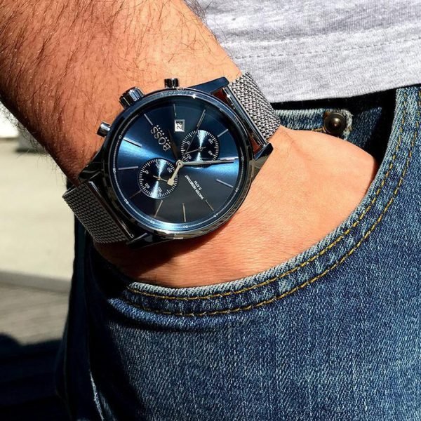 Hugo Boss Jet Blue Dial Gunmetal Mesh Bracelet Watch for Men - 1513677 Buy Now By Hugo Boss