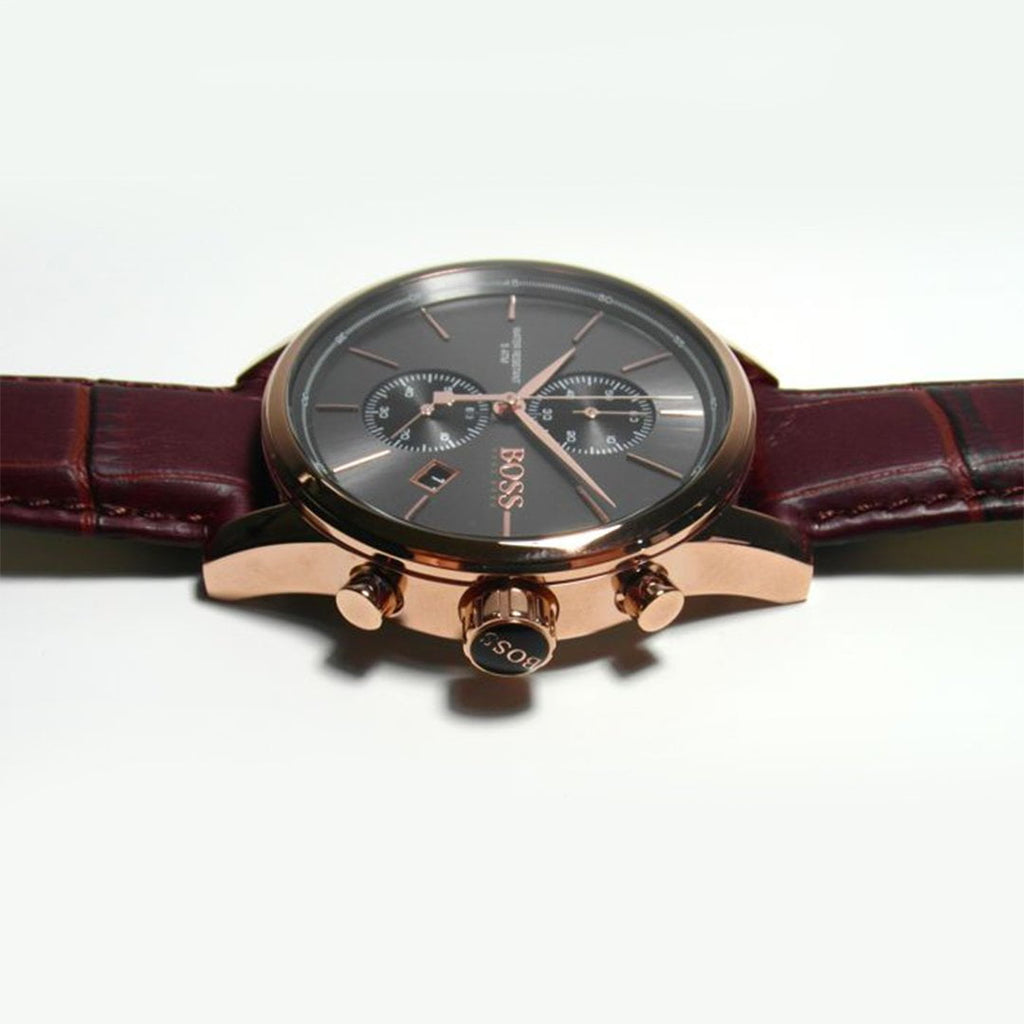 Hugo Boss Jet Grey Dial Brown Leather Strap Watch for Men - 1513281 Buy Now By Hugo Boss