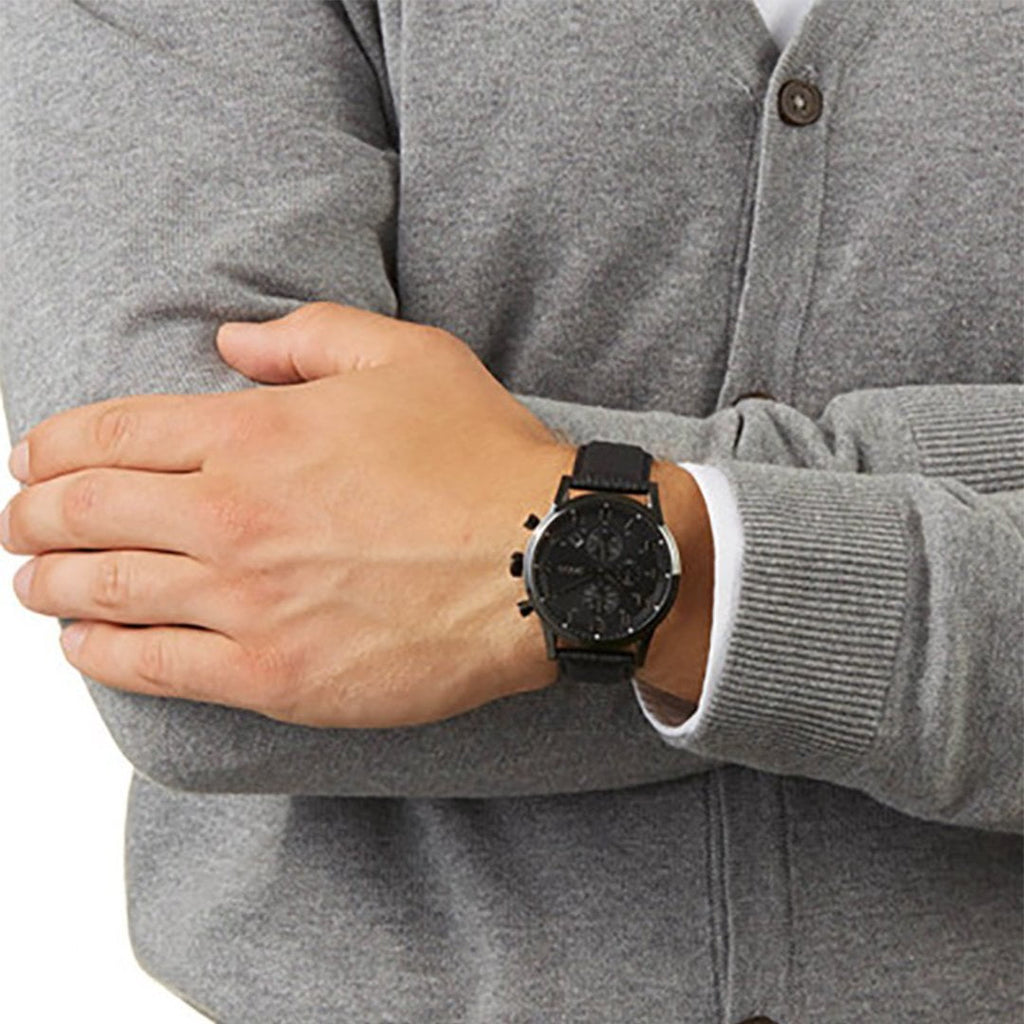 Hugo Boss Blackout Chronograph Black Dial Black Leather Strap Watch For Men - HB1512567 Buy Now By Hugo Boss