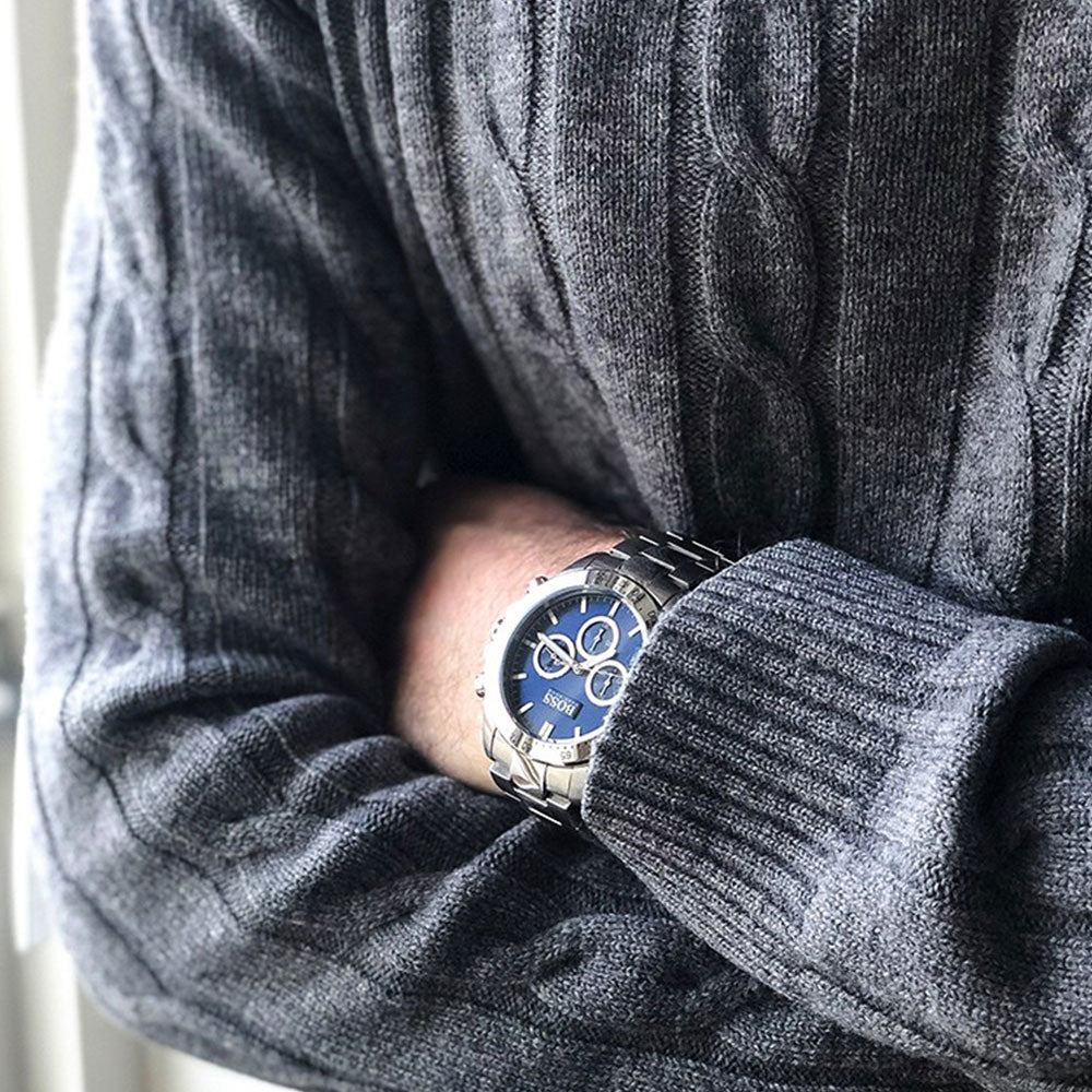 Hugo Boss Ikon Blue Dial Silver Steel Strap Watch for Men - 1512963 Buy Now By Hugo Boss