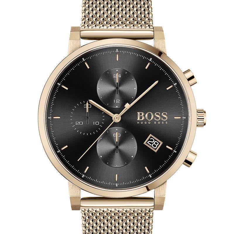 Hugo Boss Integrity Black Dial Gold Mesh Bracelet Watch for Men - 1513808 Buy Now By Hugo Boss