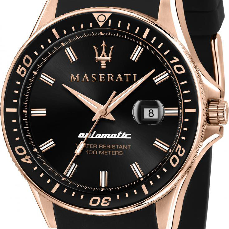 Maserati SFIDA Automatic Black Dial Black Rubber Strap Watch For Men - R8821140001 Buy Now By Maserati