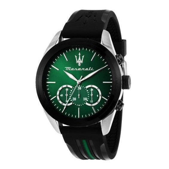 Maserati Traguardo Chronograph Green Dial Black Silicone Strap Watch For Men - R8871612043 Buy Now By Maserati