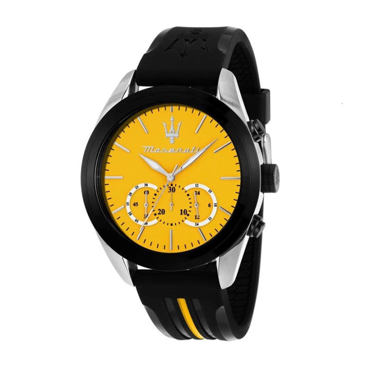Maserati Traguardo Chronograph Yellow Dial Black Silicone Strap Watch For Men - R8871612045 Buy Now By Maserati