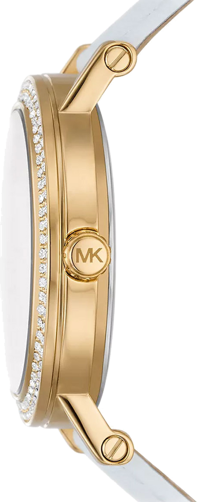 Michael Kors Corey Three Hand White Dial White Leather Strap Watch For Women - MK2985 Buy Now By Michael Kors