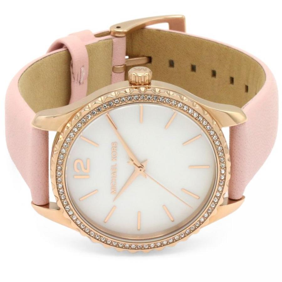 Michael Kors Layton Three-Hand White Dial Pink Leather Strap Watch for Women - MK2909 Buy Now By Michael Kors