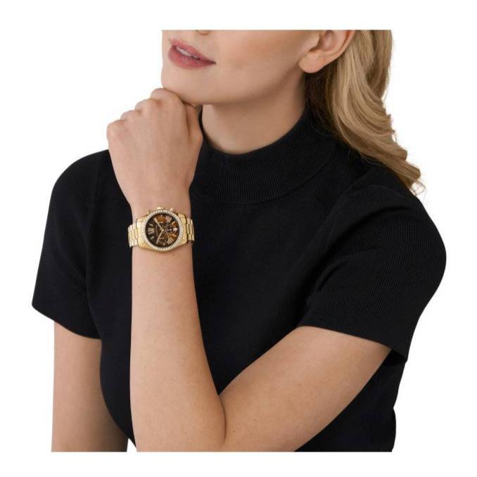 Michael Kors Lexington Chronograph Brown Dial Gold Steel Strap Watch For Women - MK7276 Buy Now By Michael Kors