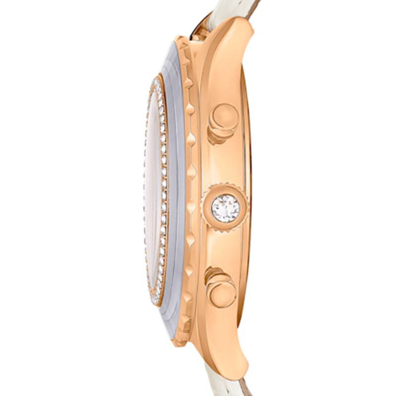 Swarovski Octea Chrono Crystals White Dial White Leather Strap Watch for Women - 5671150 Buy Now By Swarovski