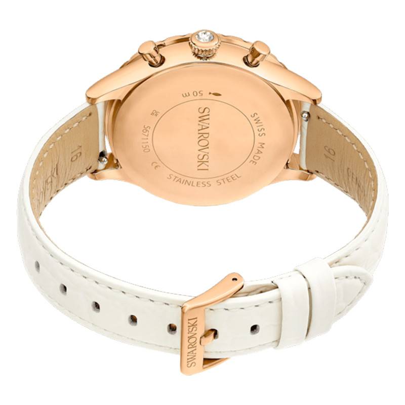 Swarovski Octea Chrono Crystals White Dial White Leather Strap Watch for Women - 5671150 Buy Now By Swarovski