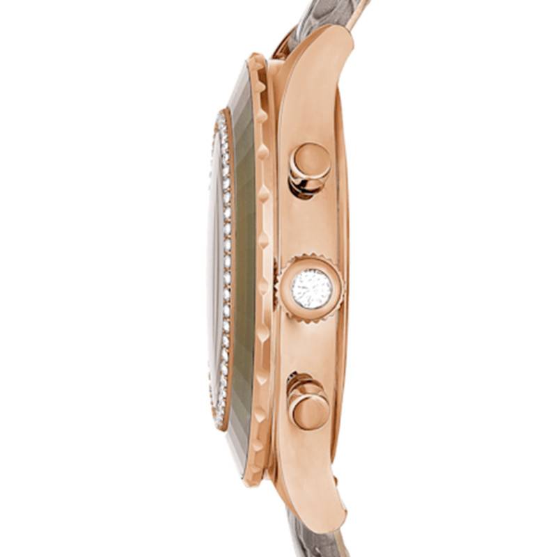 Swarovski Octea Chrono Grey Dial Grey Leather Strap Watch for Women - 5671153 Buy Now By Swarovski