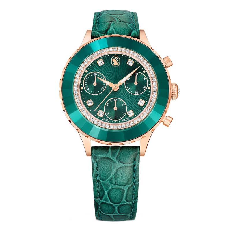 Swarovski Octea Chrono Green Dial Green Leather Strap Watch for Women - 5672931 Buy Now By Swarovski