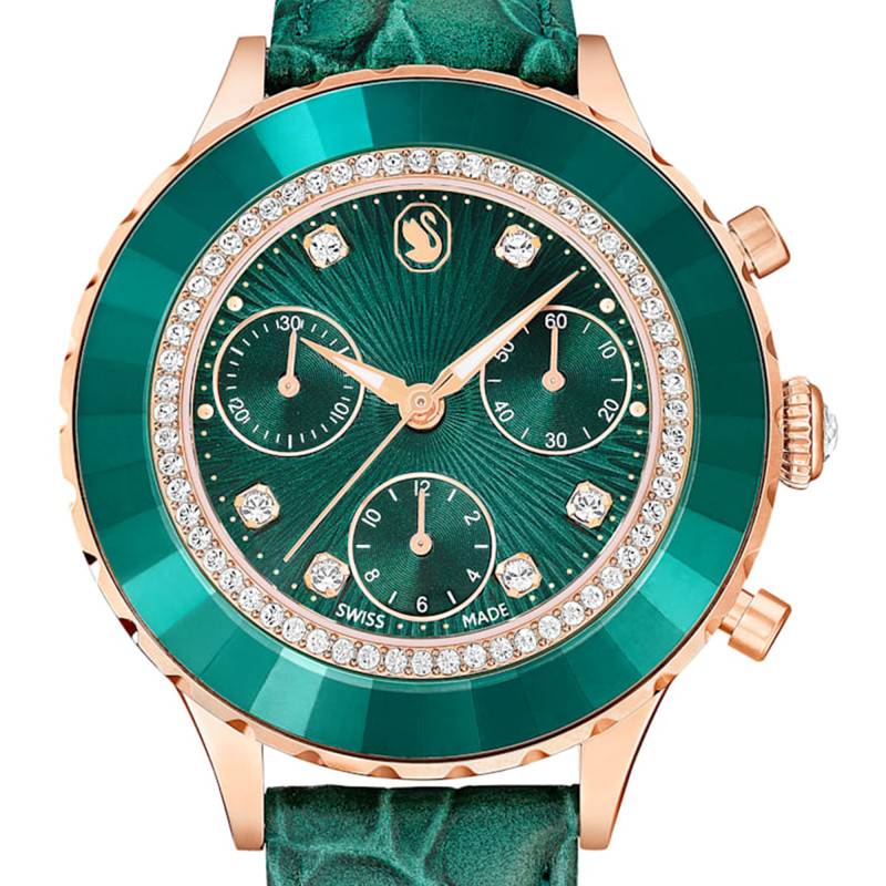Swarovski Octea Chrono Green Dial Green Leather Strap Watch for Women - 5672931 Buy Now By Swarovski