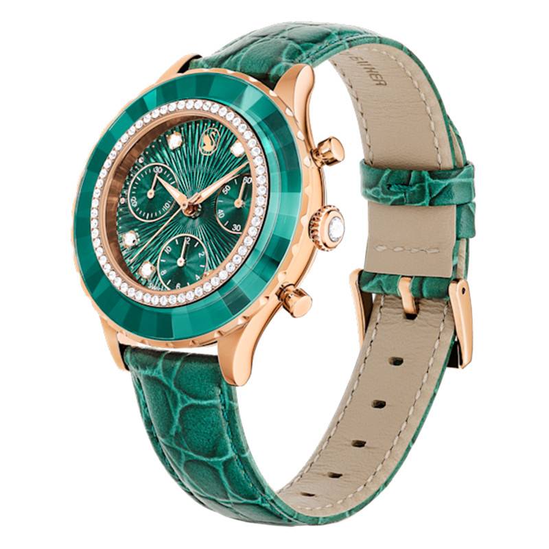 Swarovski Octea Chrono Green Dial Green Leather Strap Watch for Women - 5672931 Buy Now By Swarovski