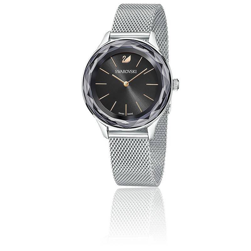 Swarovski Octea Nova Black Dial Silver Mesh Bracelet Watch for Women - 5430420 Buy Now By Swarovski