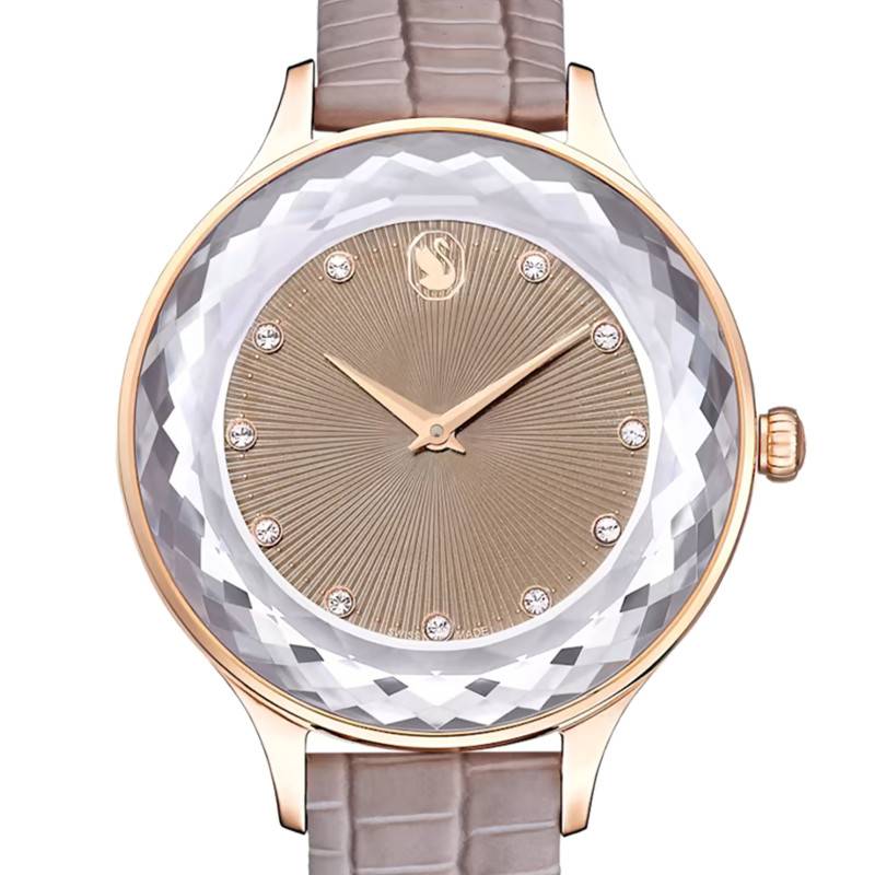 Swarovski Octea Nova Beige Dial Grey Leather Strap Watch for Women - 5649999 Buy Now By Swarovski