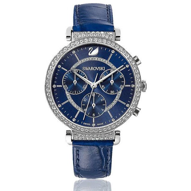 Swarovski Passage Chrono Crystal Blue Dial Blue Leather Strap Watch for Women - 5580342 Buy Now By Swarovski