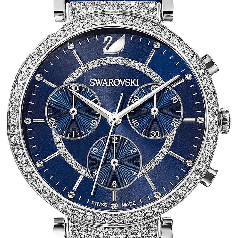 Swarovski Passage Chrono Crystal Blue Dial Blue Leather Strap Watch for Women - 5580342 Buy Now By Swarovski